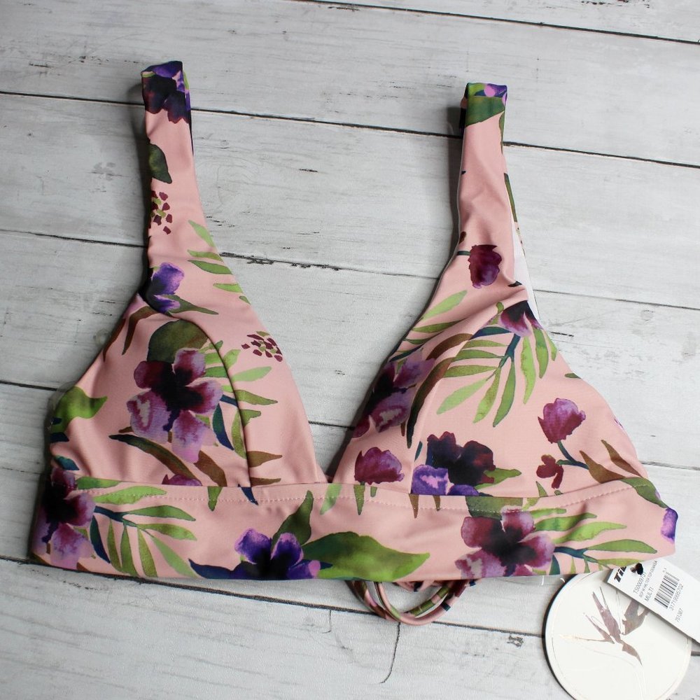 Byrds of Paradise Swim Women's Bikini Swimsuit Top M Padded Bra Floral
